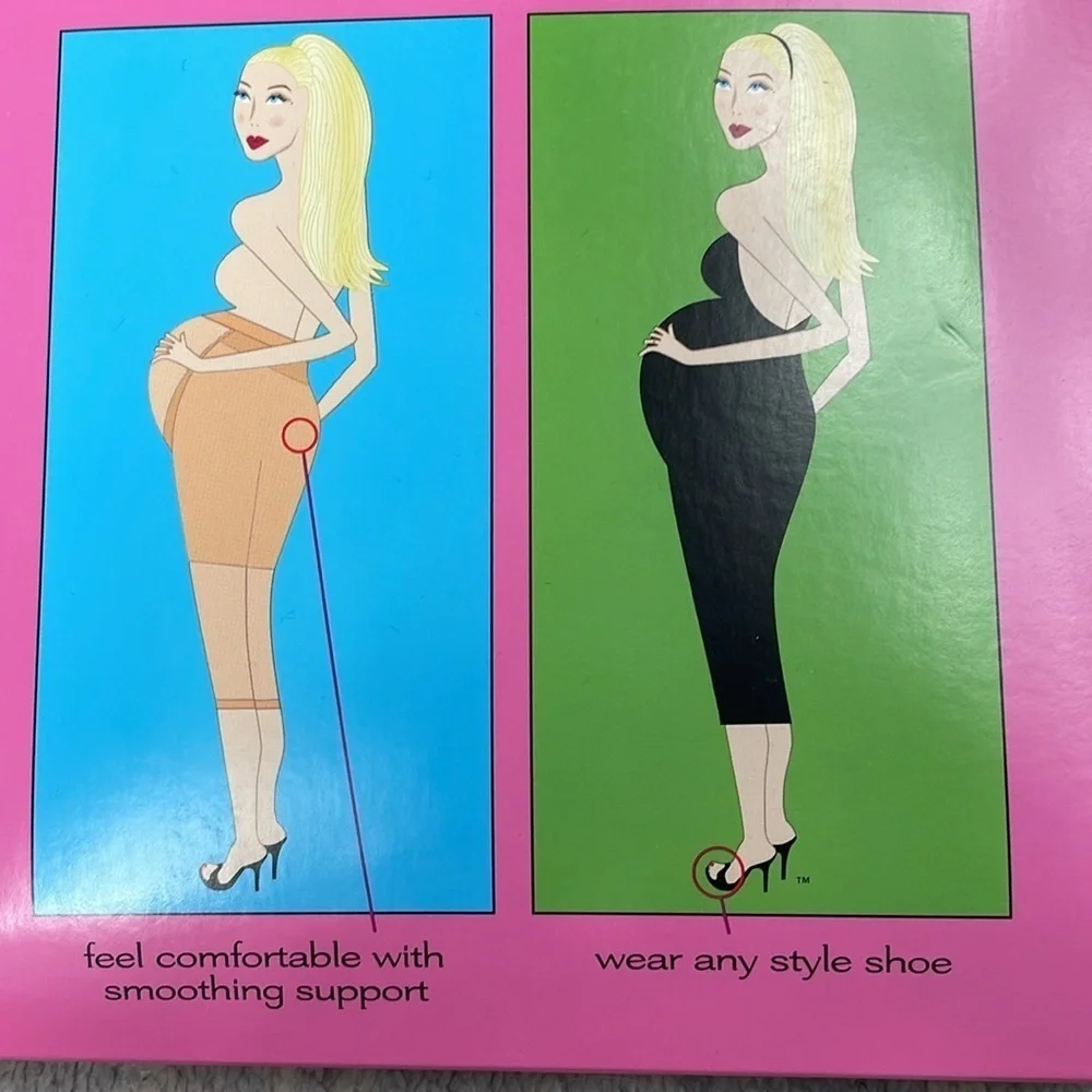 Mama Spanx Maternity Footless Pantyhose Black Smoothing Shaping Sz B
